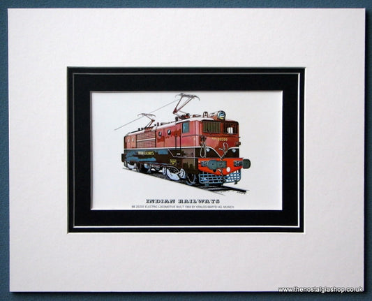 Indian Railways Electric Locomotive Mounted Print (ref SP56)