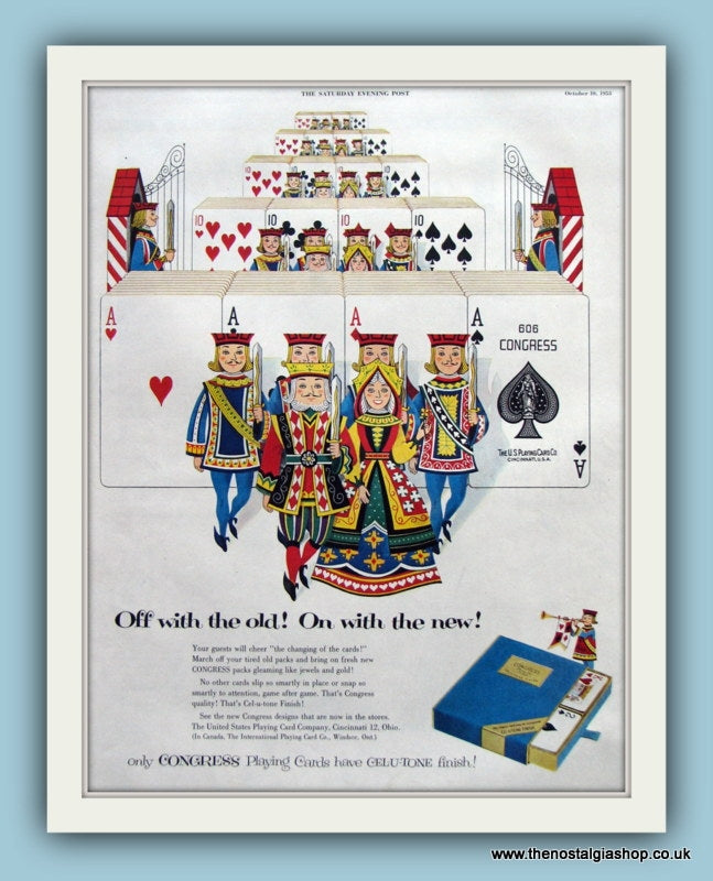 Congress Playing Cards. Original Advert 1953 (ref AD8084)