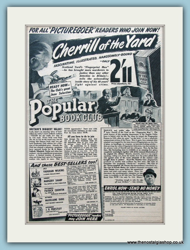 Picturegoer Book Club Cherrill Of The Yard Original Advert 1955 (ref AD4552)