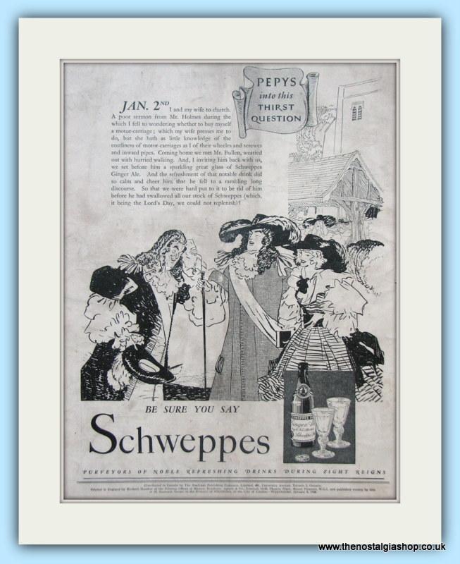 Schweppes. Set of 3 Original Adverts 1938. (ref AD4952)