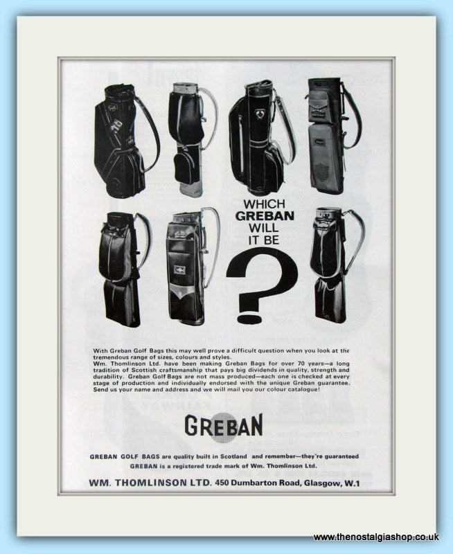 Greban Golf Bag Range. Original Advert 1964 (ref AD4971)