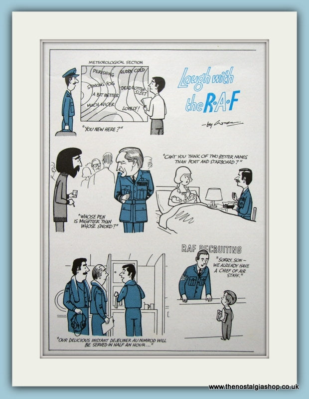R.A.F Cartoon Set Of 2 Original Adverts 1978 (ref AD6305)