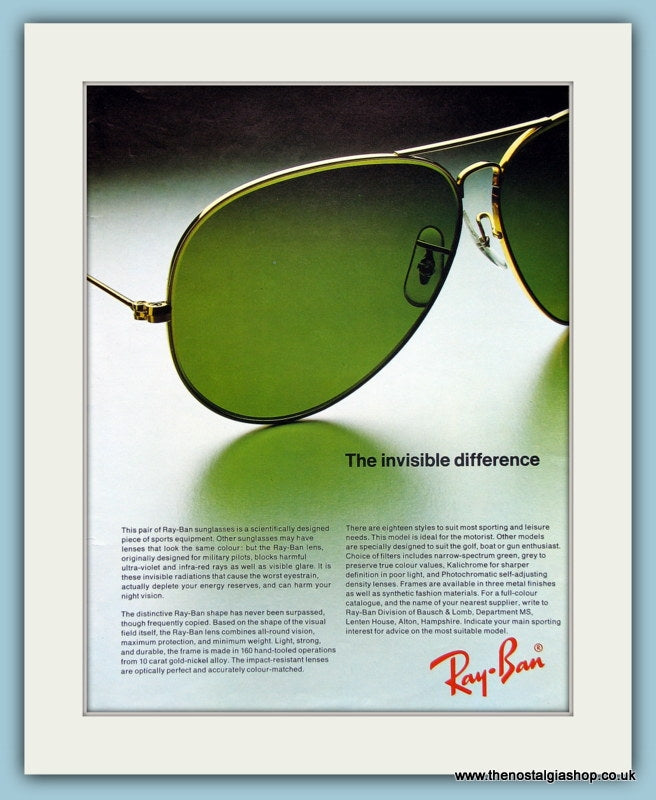 Ray - Ban Sunglasses. Original Advert 1978 (ref AD2234)