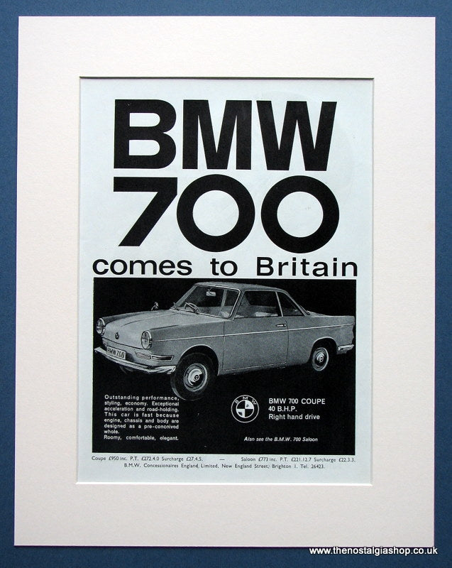 BMW 700 Coupe Comes To Britain. Original advert 1962 (ref AD1410)