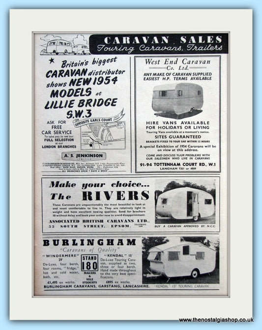 Caravan Sales Distributors Original Advert 1953 (ref AD6367)