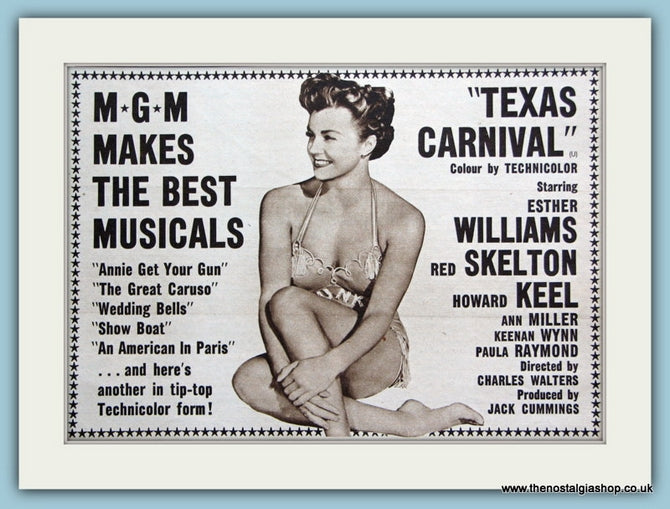 Texas Carnival starring Esther Williams, 1951 Original Advert (ref AD3242)