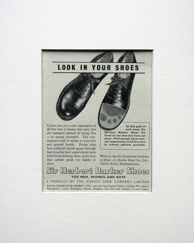 Sir Herbert Barker Shoes. Original advert 1954 (ref AD1524)