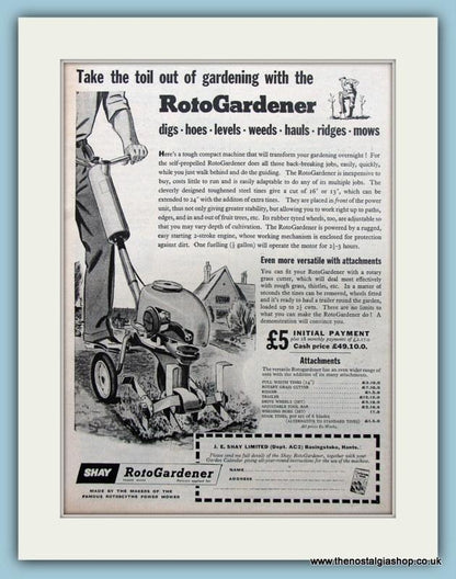 Shay RotoGardener Set of 2 Original Adverts 1955 (ref AD4601)