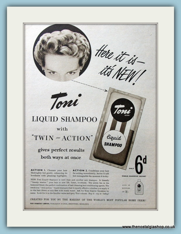 Toni Liquid Shampoo Original Advert 1954 (ref AD4342)