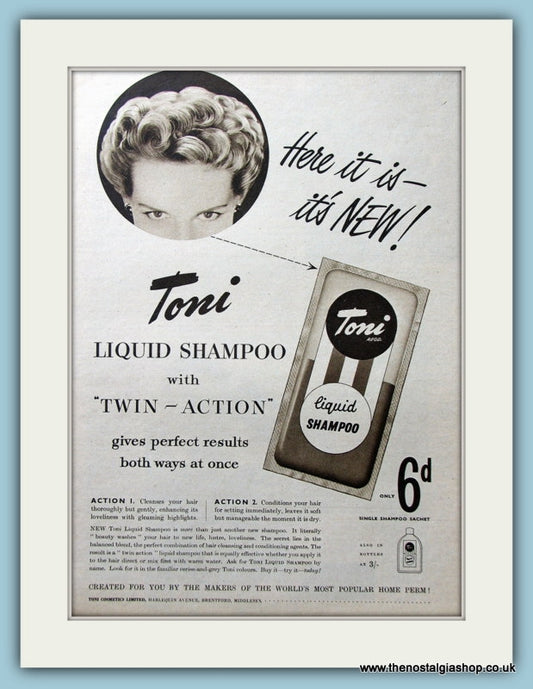 Toni Liquid Shampoo Original Advert 1954 (ref AD4342)