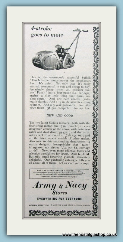 Suffolk Punch Motor Mower. Original Advert 1956 (ref AD4597)