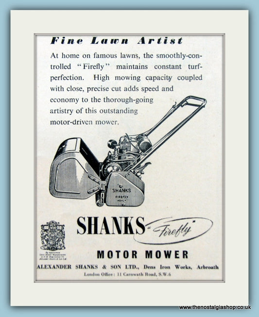 Shanks Motor Mower. Original Advert 1951 (ref AD4624)