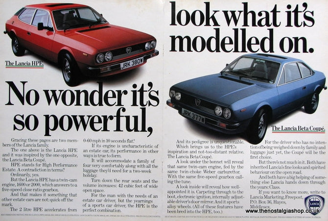 Lancia Beta Coupe & Lancia HPE 1980 Double Original Advert (ref AD1676)
