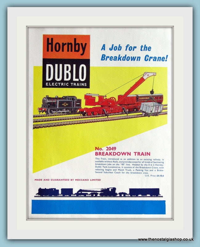 Hornby Dublo Breakdown Crane. 1962 Original Advert (ref AD2848)