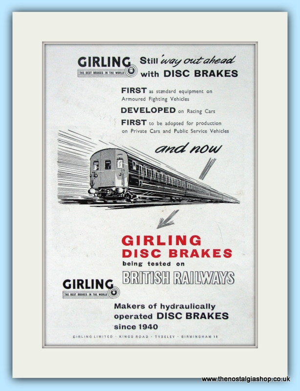 Girling Disc Brakes Original Advert 1957 (ref AD6548)