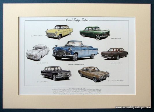 Ford Consul/ Zephyr/Zodiac Mk I - IV Mounted Print (ref PR59)