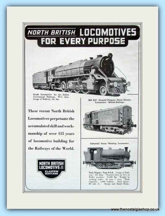 North British Locomotives Original Advert 1951 (ref AD6482)