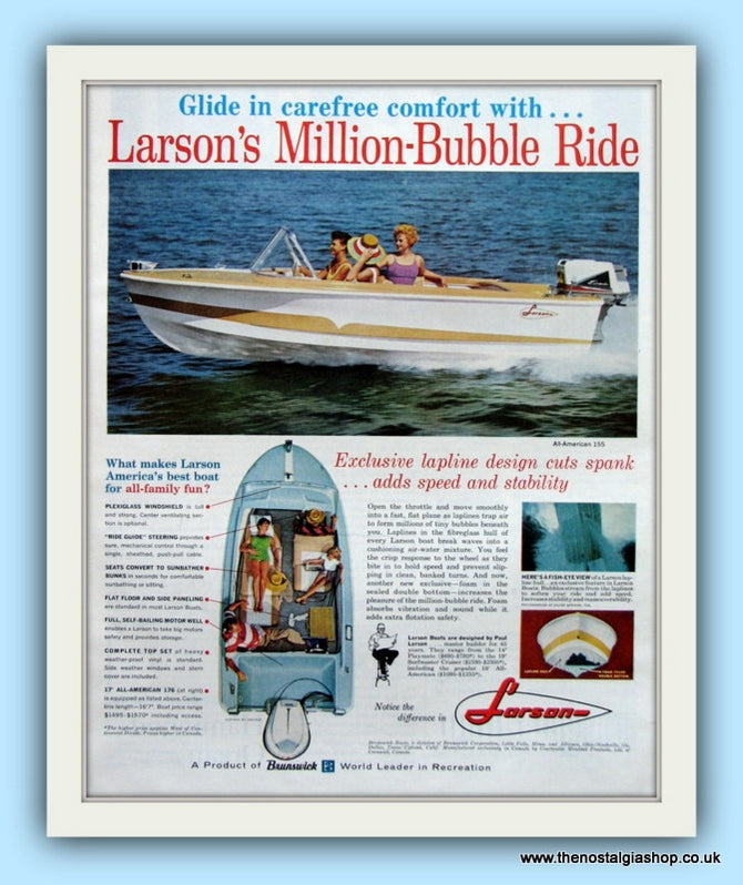 Larson's Power Boat. Original Advert 1961 (ref AD8103)