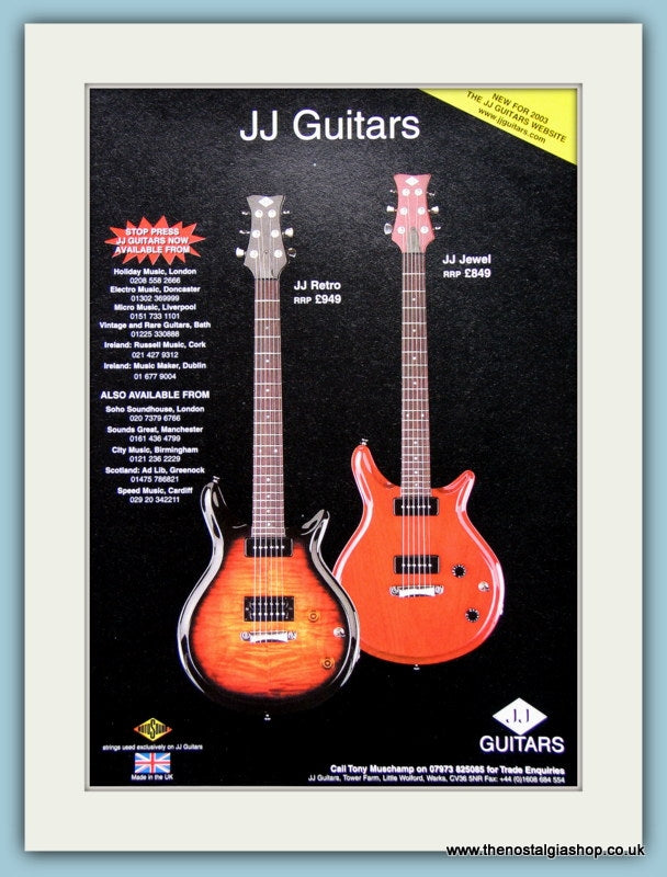 JJ Retro And JJ Jewel Guitars Original Advert 2003 (ref AD2743)
