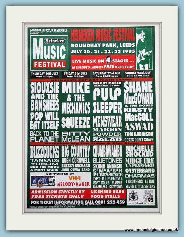 Heineken Music Festival Advert 1995 Leeds (ref AD3365)