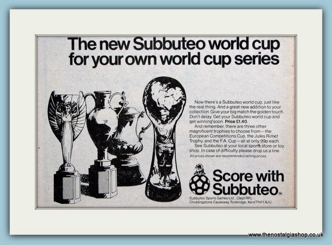 Subbuteo Sports Game Original Advert 1980 (ref AD6384)