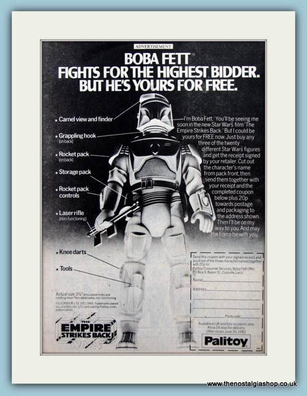 Empire Strikes Back Star Wars Boba Fett Original Advert 1980 (AD6447)