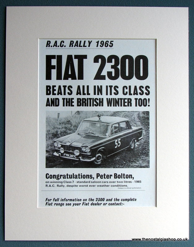Fiat 2300 R.A.C.Rally 1965 Original Advert (ref AD1719)