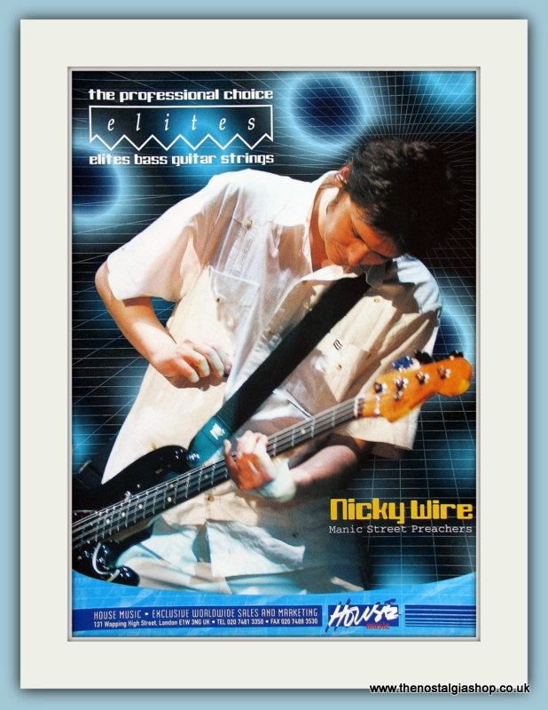 Elites Bass Guitar Strings Featuring Nicky Wire 2001 Original Advert (ref AD2342)