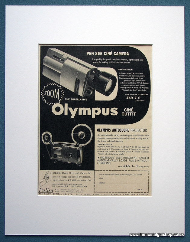 Olympus Cine Outfit. Original advert 1964 (ref AD1056)