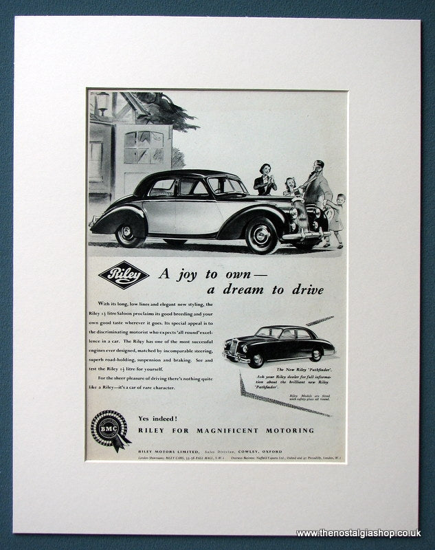 Riley 1.5 Litre Saloon 1954 Original Advert (ref AD1212)