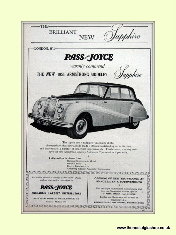 Armstrong Siddeley Sapphire Original Advert 1954 (ref AD6655)