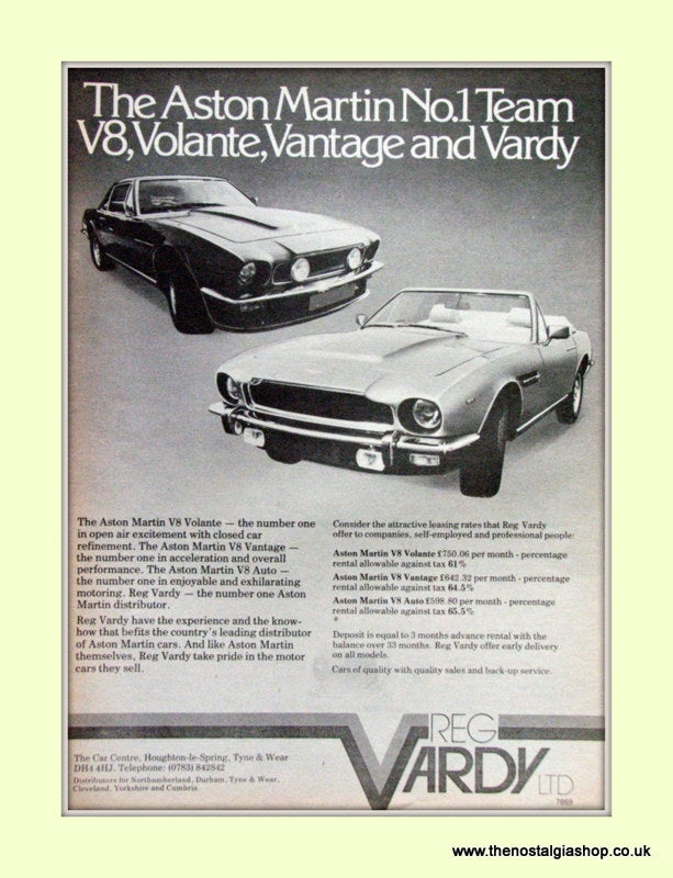 Aston Martin V8,Volante,Vantage,Vardy Original Advert 1979 (ref AD6747)