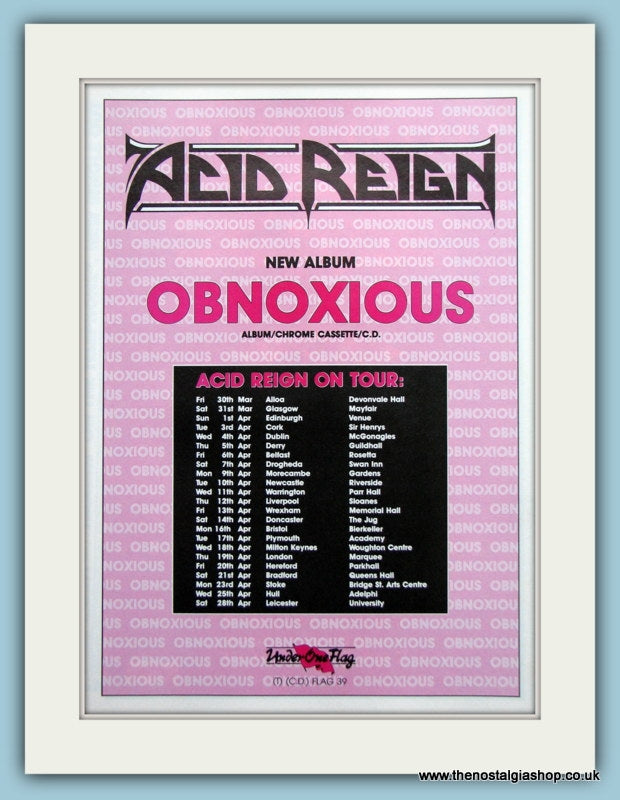 Acid Reign Obnoxious 1990 Original Advert (ref AD3176)