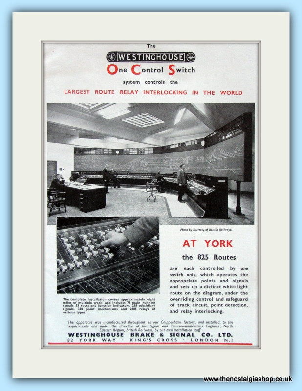 The Westinghouse Control System at York. Original Advert 1951 (ref AD6171)