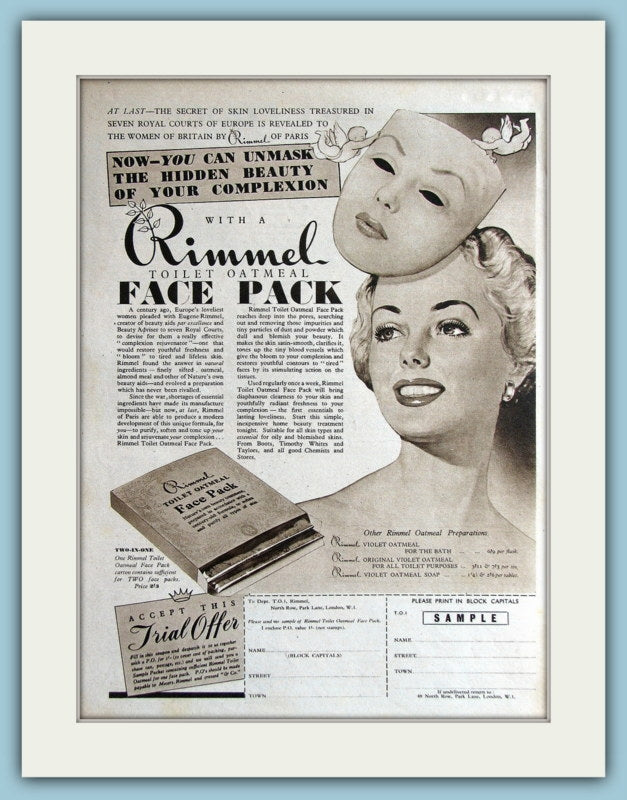 Rimmel Face Pack. Original Advert 1950 (ref AD3723)