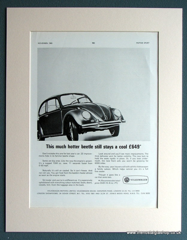 Volkswagen Beetle 1965 Original Advert (ref AD1744)