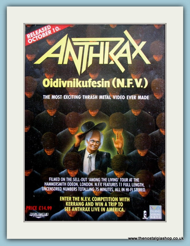 Anthrax Oidivnikufesin(N.F.V.) 1988 Original Advert (ref AD3048)