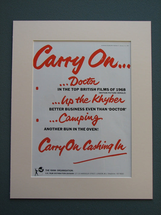 Carry On Films - Doing well 1969 Original advert (ref AD723)