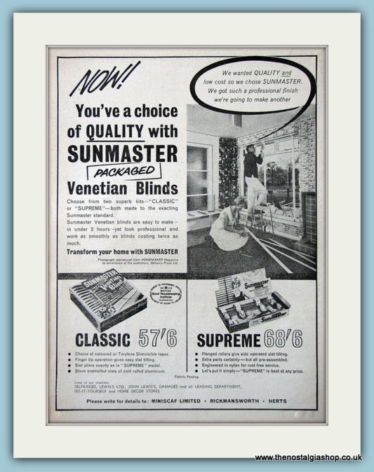 Sunmaster Venetian Blinds Original Advert 1964 (ref AD4671)