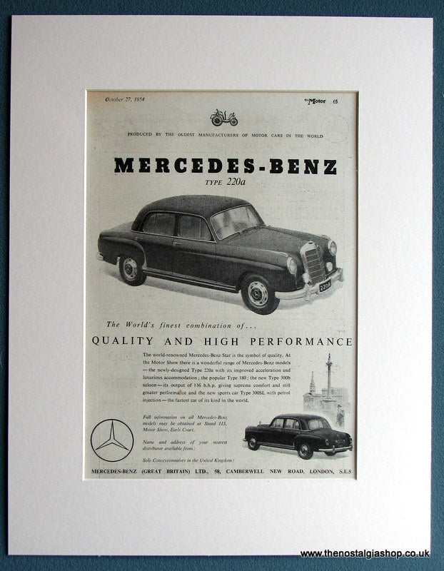Mercedes-Benz 220a 1954 Original Advert (ref AD1707)
