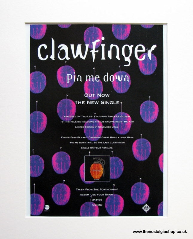 Clawfinger Pin Me Down 1995 Original Advert (ref AD941)
