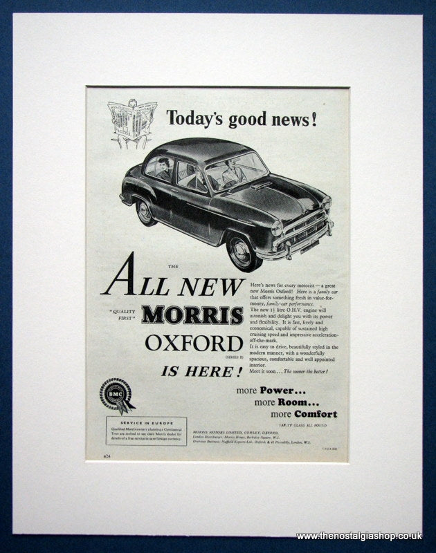 Morris Oxford Series II. Original advert 1954 (ref AD1350)
