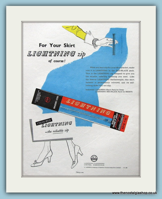 Lightning Zip Original Advert 1950's (ref AD3906)