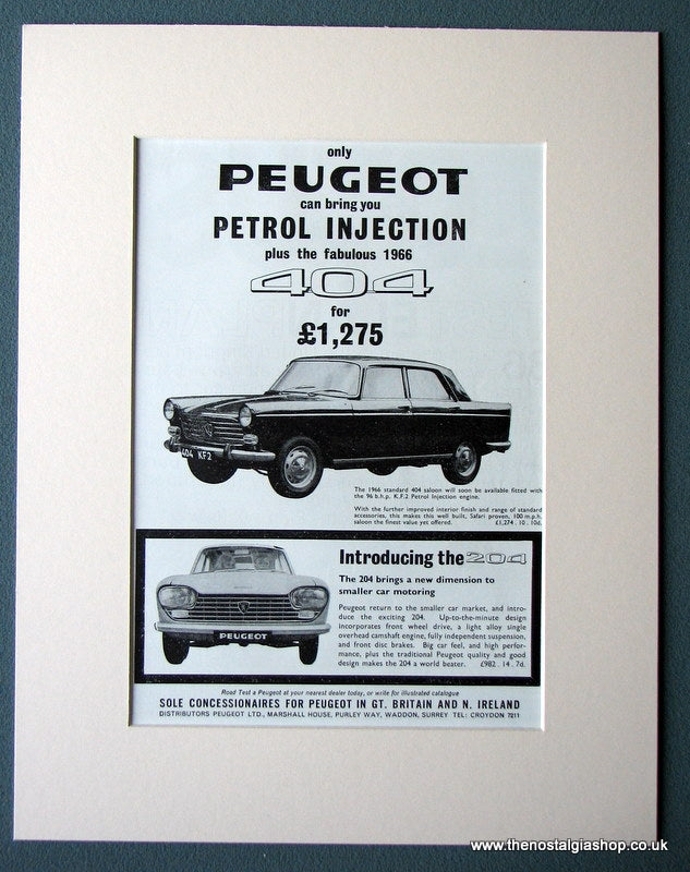 Peugeot 404 & 204 Original Advert 1966 (ref AD1403)