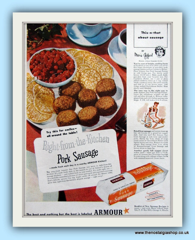 Armour Pork Sausage. Original Advert 1947 (ref AD8131)