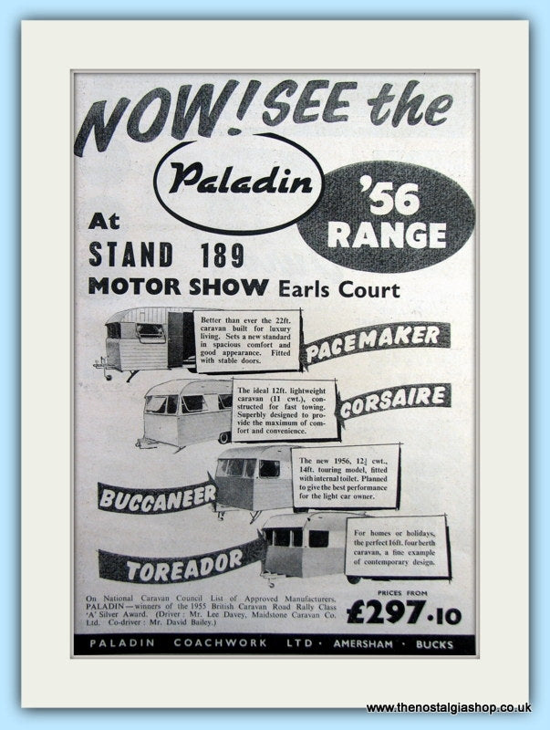 Paladin Earls Court Motor Show Original Advert 1955 (ref AD6346)