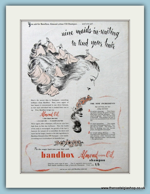 Bandbox Almond Creme Oil Original Advert 1950 (ref AD4334)