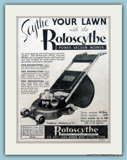 Rotoscythe Lawn Mowers. Set of 2 Original Adverts 1930s (ref AD4627)