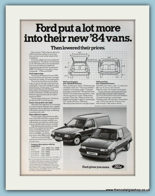 Ford Fiesta And Escort Vans Original Advert 1984 (ref AD2945)