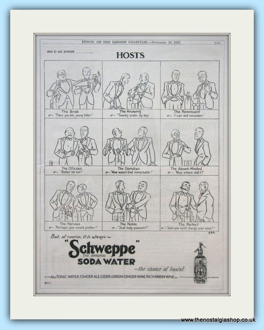 Schweppe Soda Water Original Advert 1927 (ref AD4976)